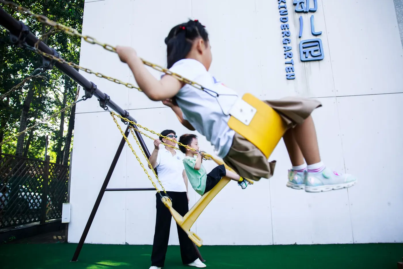 Children enjoying the refreshed kindy playground